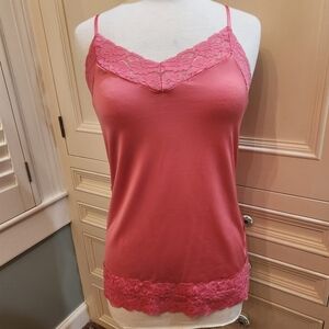 White House Black Market Pink Sz L Chemise w/Lace